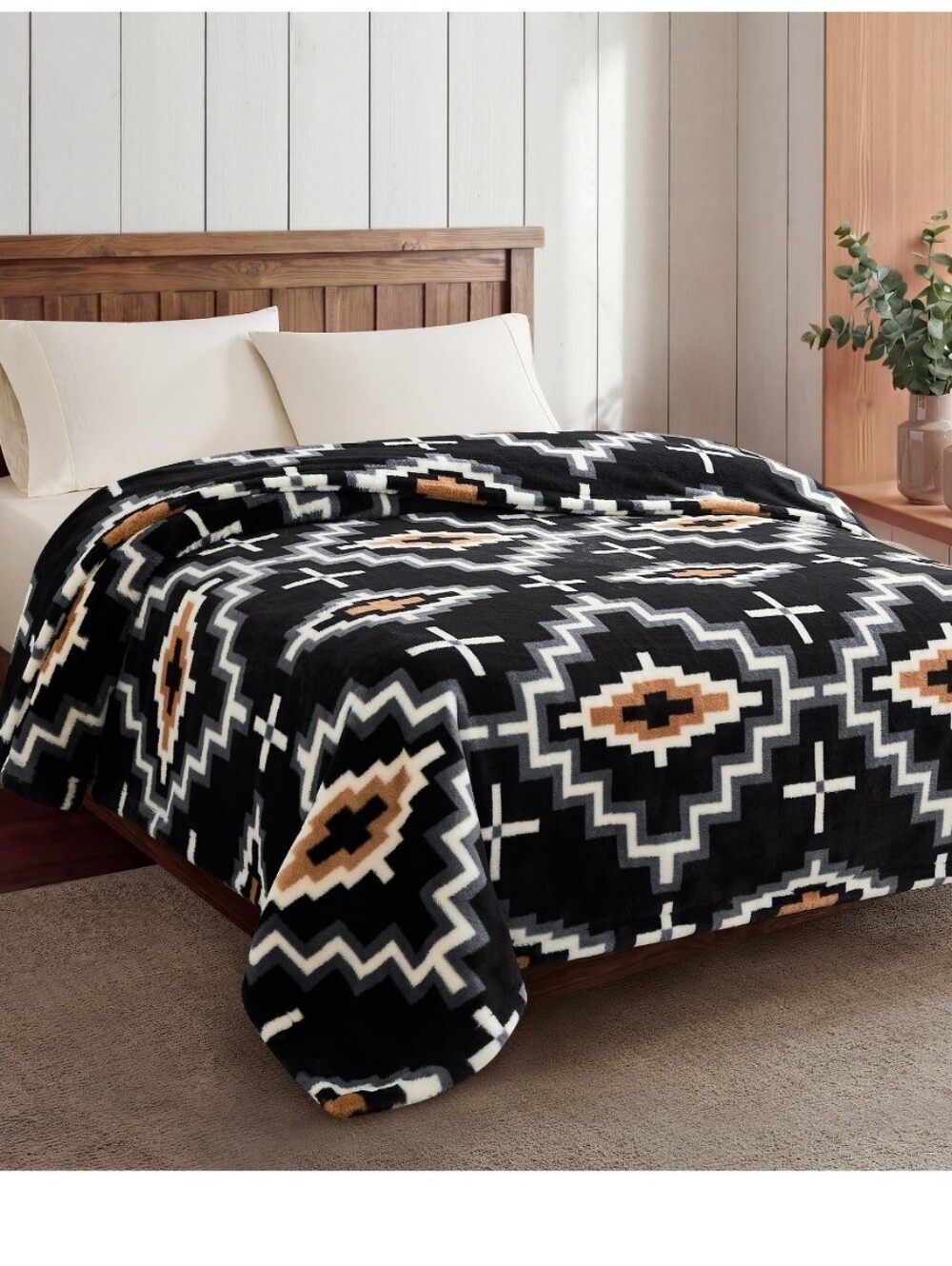 (6) Pendelton Otero Black Faux Fur  Luxe   Blanket